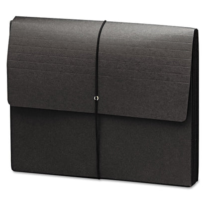 Smead Extra-Wide Expanding Wallets with Elastic Cord, 5.25" Expansion, 1 Section, Elastic Cord Closure, Letter Size, Black, 10/Box