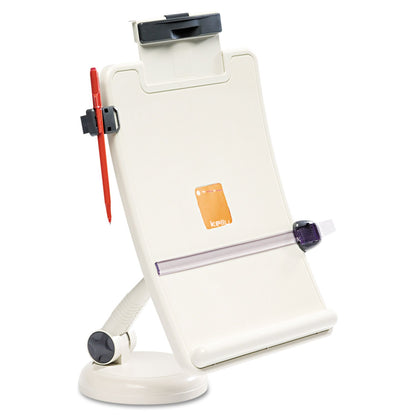 Kelly Computer Supply Copyholder with Curved Tray and Weighted Base, 75 Sheet Capacity, Plastic, Putty