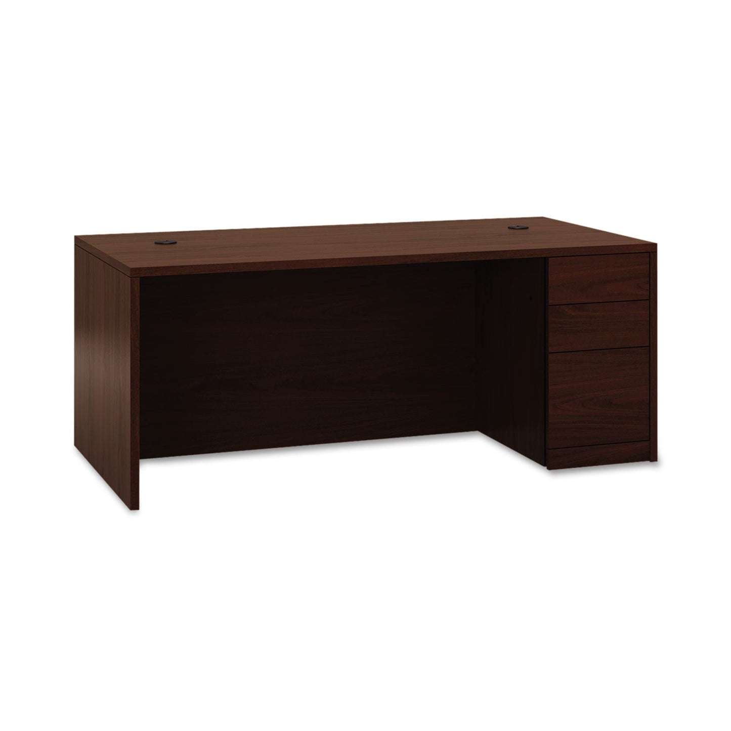 HON 10500 Series "L" Workstation Right Pedestal Desk with Full-Height Pedestal, 72" x 36" x 29.5", Mahogany