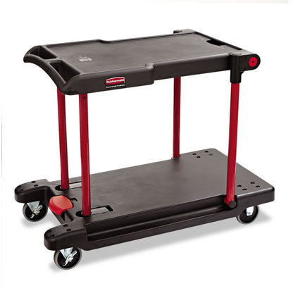 Rubbermaid Convertible Utility Cart, Plastic, 2 Shelves, 400 lb Capacity, 23.88" x 45.13" x 34.38", Black