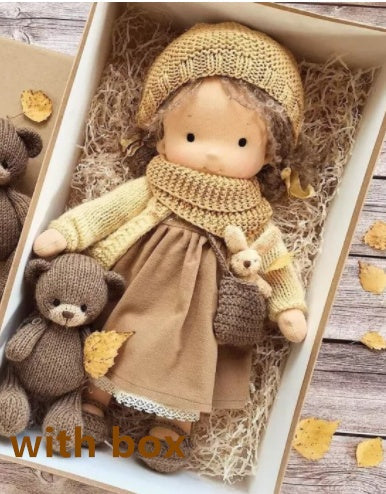 Handmade Plush Doll Golden Curly Girl Finished Product