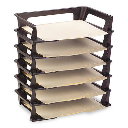 Rubbermaid Regeneration Recycled Plastic Letter Tray, 6 Sections, Letter Size Files, 9.13" x 15.25" x 2.75", Black