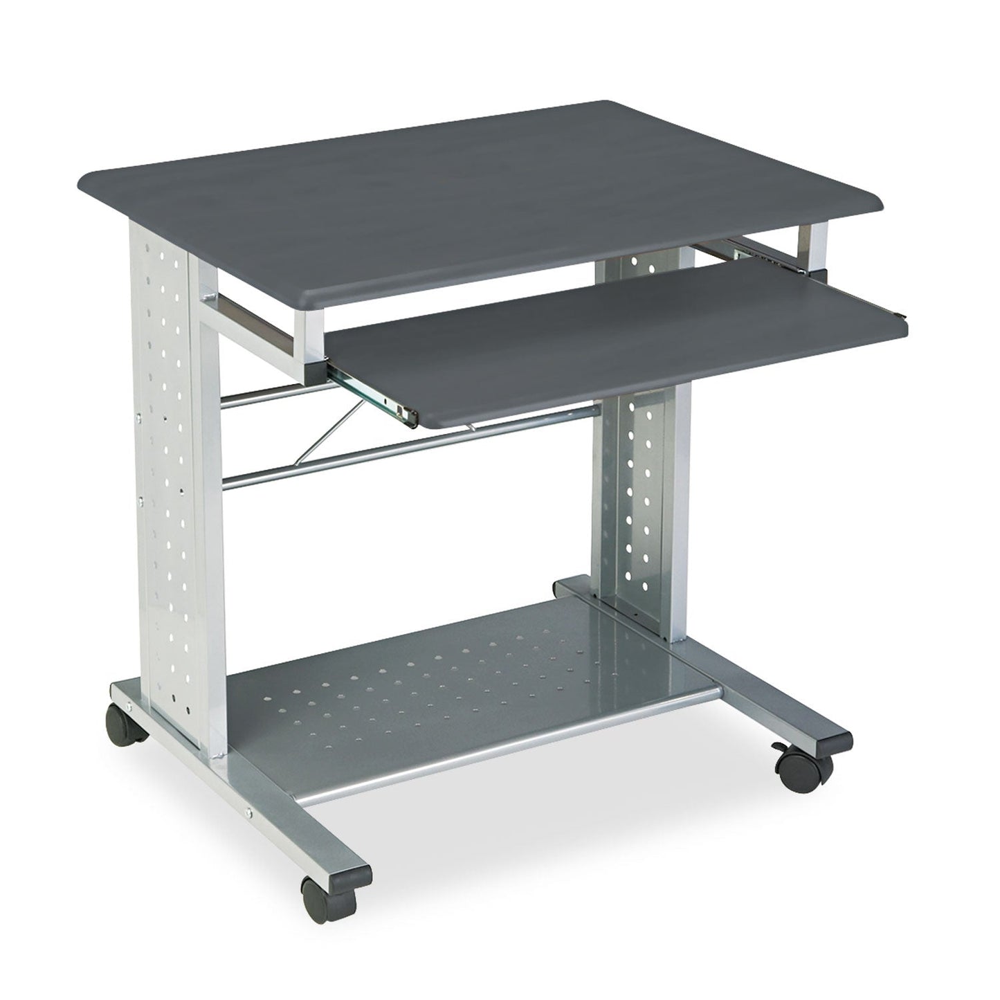 Safco Empire Mobile PC Cart, 29.75" x 23.5" x 29.75", Anthracite/Silver