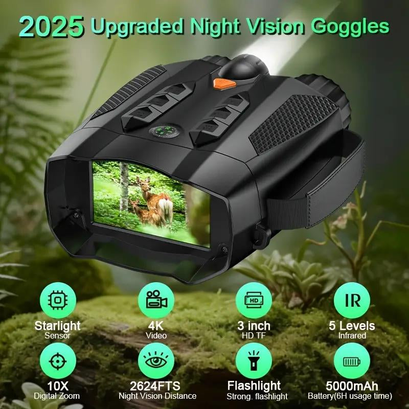 Nitehawk 4K Night Vision Binoculars - 10X Zoom, Rechargeable, 32GB SD Card Included - Perfect Cool Tech Gadgets for Camping and Boating - Ideal Gifts for Men, Dads, and Husbands!