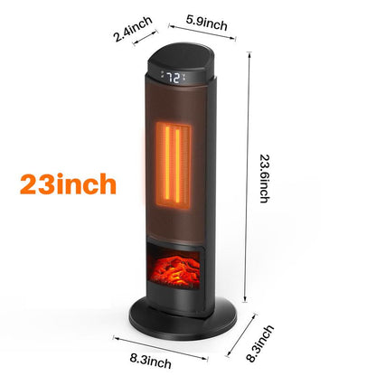 【Clearance】Space Heater for Indoor Use, 23Inch Portable Heater with Remote and Thermostat,7 Light Modes, 70°Oscillation, 12H Timer, up to 95°F, Tip-Over Protection