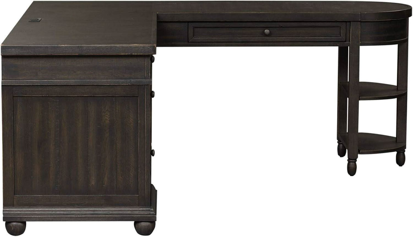 Contemporary L Shaped Desk USB Charging Drawer