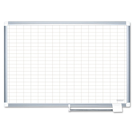 MasterVision Gridded Magnetic Porcelain Planning Board, 1 x 2 Grid, 72 x 48, Aluminum Frame