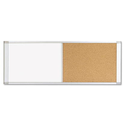 MasterVision Combo Cubicle Workstation Dry Erase/Cork Board, 48x18, Silver Frame