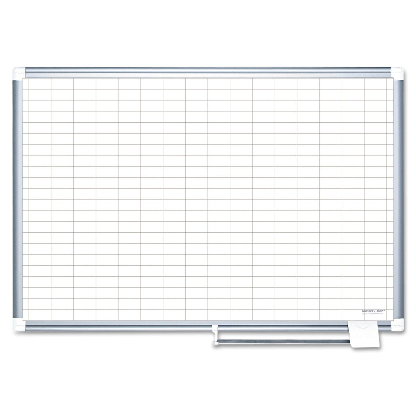 MasterVision Grid Planning Board, 1 x 2 Grid, 48 x 36, White/Silver