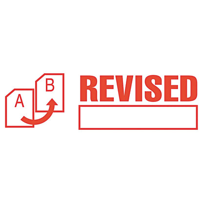 ACCUSTAMP2 Pre-Inked Shutter Stamp, Red, REVISED, 1.63 x 0.5