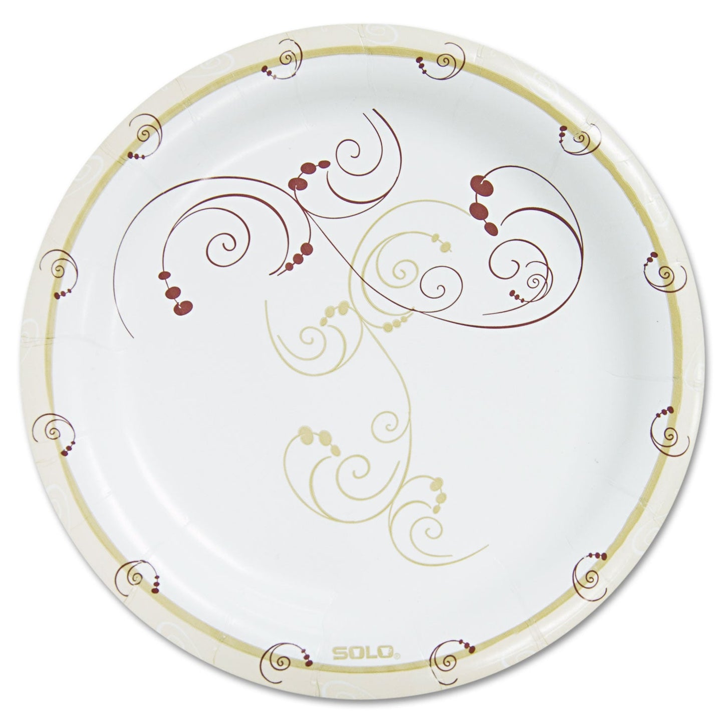 Dart Symphony Paper Dinnerware, Heavyweight Plate, 9" dia, Tan, 125/Pack