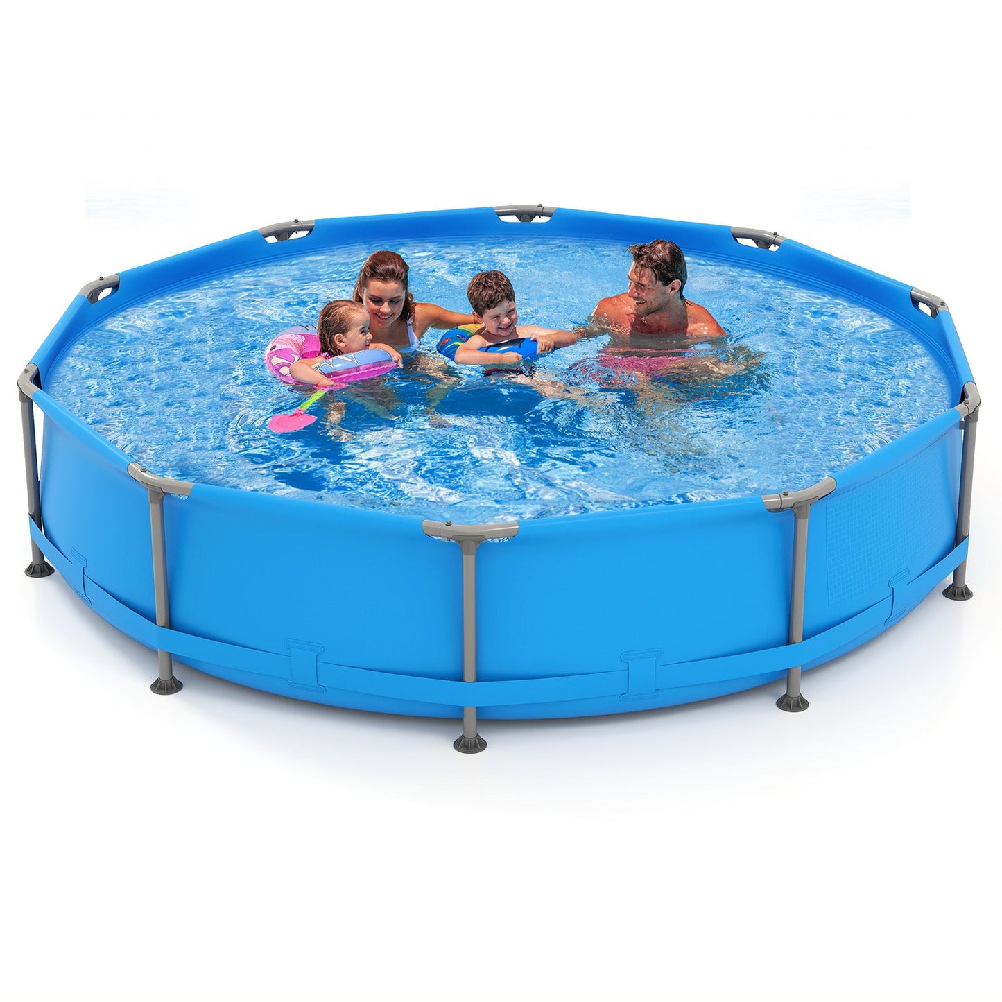 690/978/1158/1617 Gal Outdoor Family Swimming Pool with Metal Frame