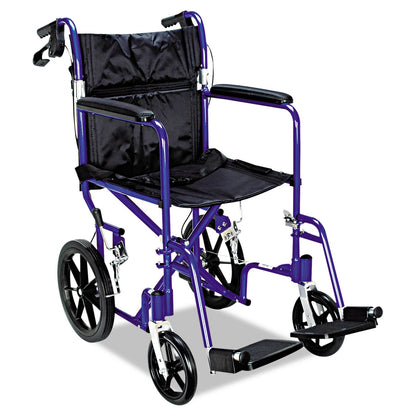 Medline Excel Deluxe Aluminum Transport Wheelchair, 300 lb Capacity, 19 x 16 Seat