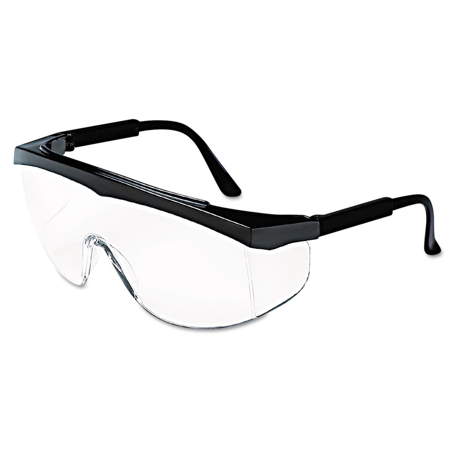 MCR Stratos Safety Glasses, Black Frame, Clear Lens