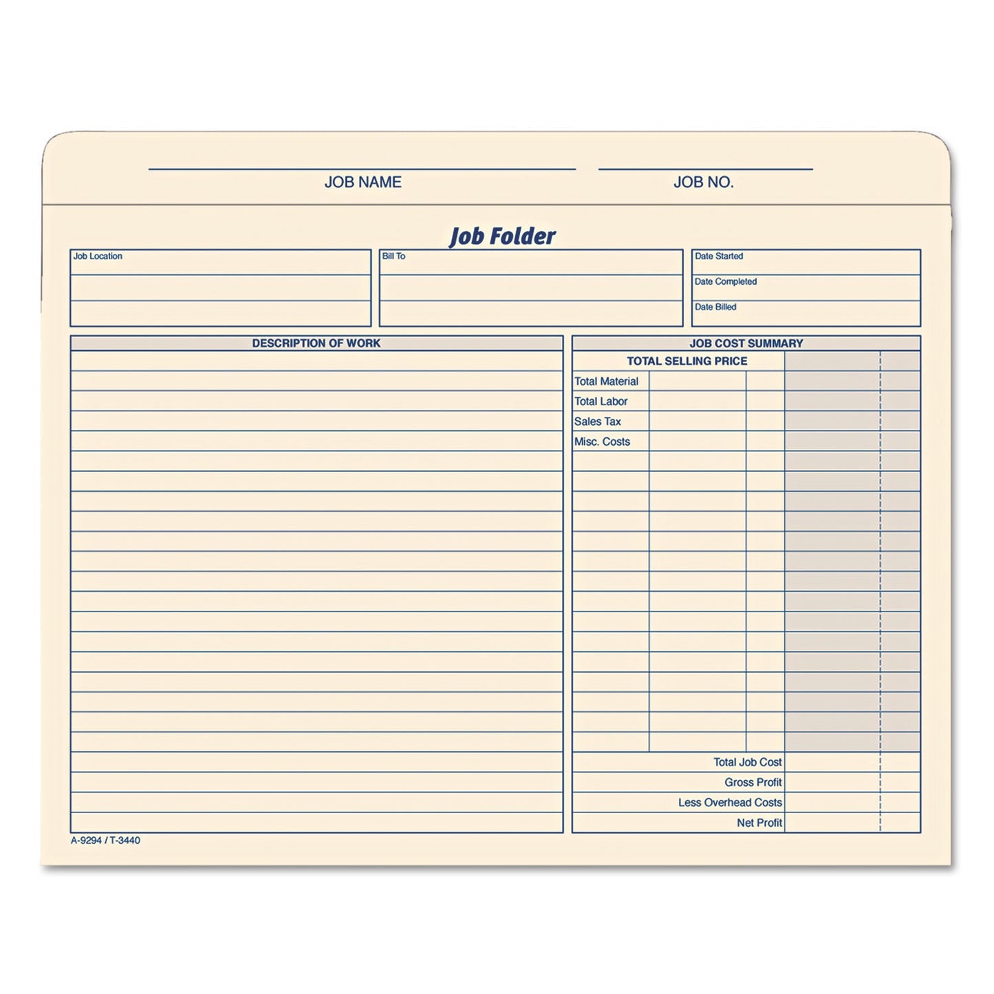 TOPS Job Folder, Straight Tabs, Letter Size, Manila, 20/Pack