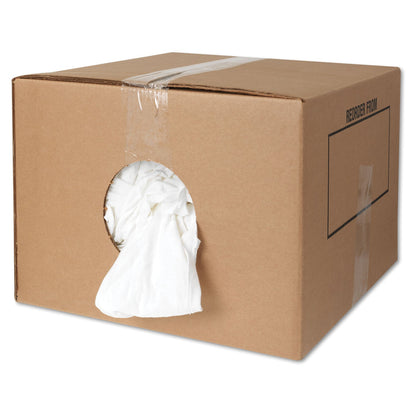 HOSPECO New Bleached White T-Shirt Rags, 25 Pounds/Bag