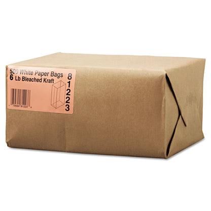 General Grocery Paper Bags, 35 lb Capacity, #6, 6" x 3.63" x 11.06", White, 500 Bags