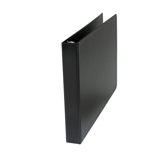 Universal Ledger-Size Round Ring Binder with Label Holder, 3 Rings, 1" Capacity, 11 x 17, Black