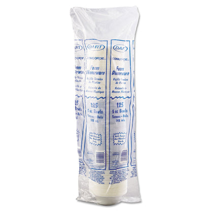 Dart Non-Laminated Foam Dinnerware, Bowl, 5 oz, White, 125/Pack, 8 Packs/Carton