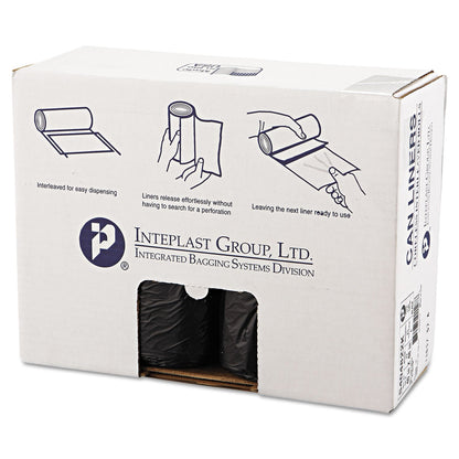 Inteplast Group High-Density Interleaved Commercial Can Liners, 45 gal, 22 microns, 40" x 48", Black, 150/Carton