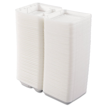 Dart Foam Hinged Lid Containers, 3-Compartment, 7.5 x 8 x 2.3, White, 200/Carton