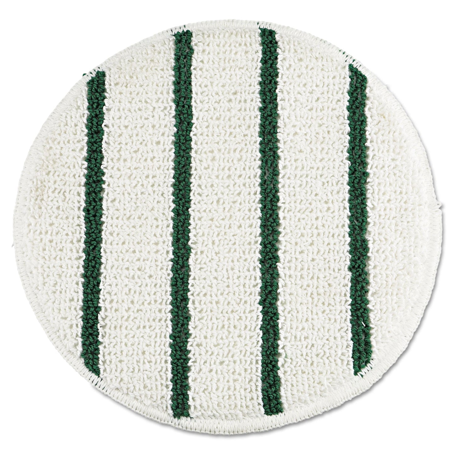 Rubbermaid Low Profile Scrub-Strip Carpet Bonnet, 19" Diameter, White/Green, 5/Carton