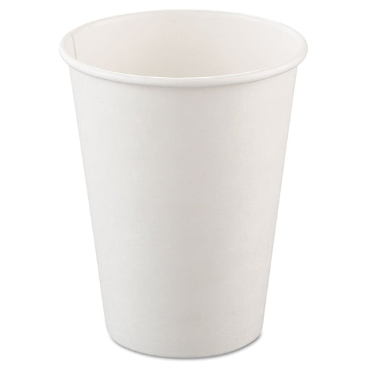 Dart Single-Sided Poly Paper Hot Cups, 12 oz, White, 50/Bag, 20 Bags/Carton