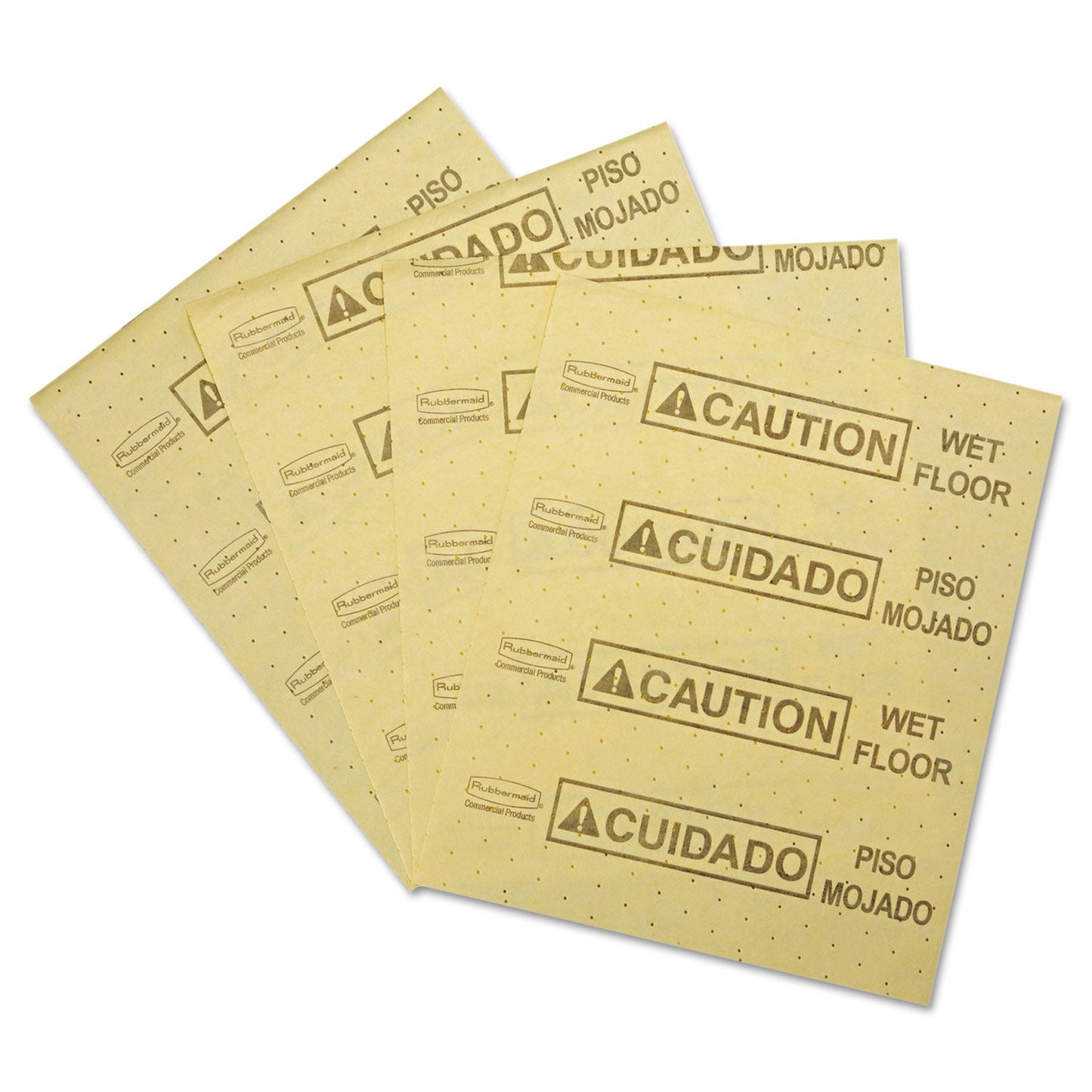 Rubbermaid Over-the-Spill Pad, Caution Wet Floor, 16 oz, 16.5 x 20, 22 Sheets/Pad