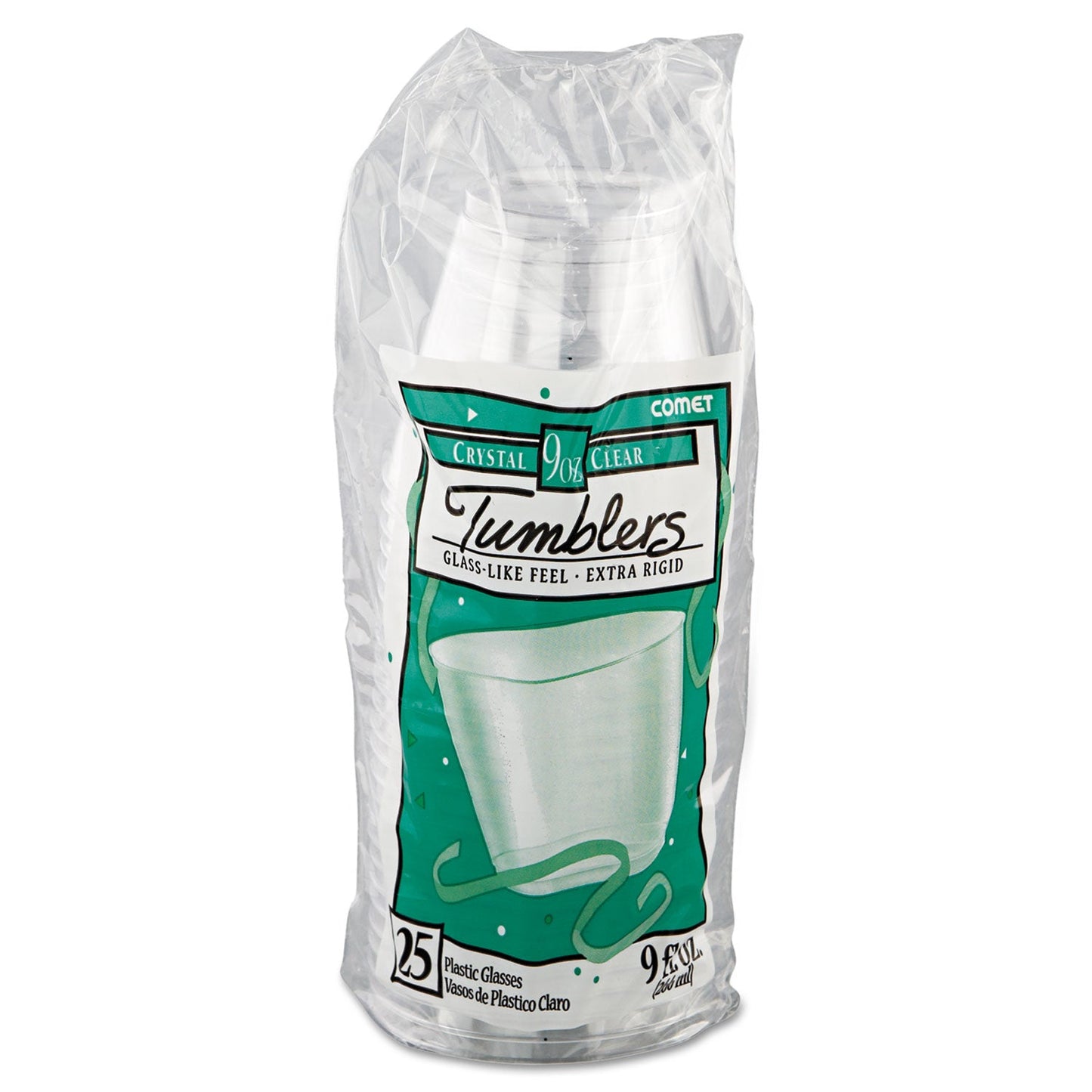 WNA Comet Smooth Wall Tumblers, 9 oz, Clear, Squat, 25/Pack, 20 Packs/Carton
