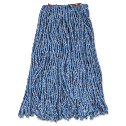 Rubbermaid Cotton/Synthetic Cut-End Blend Mop Head, 16 oz, 1" Band, Blue, 12/Carton