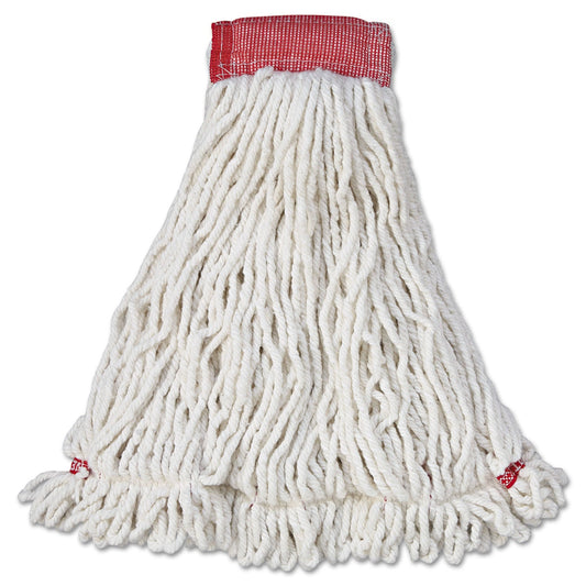 Rubbermaid Web Foot Wet Mop Head, Shrinkless, Cotton/Synthetic, White, Large, 6/Carton