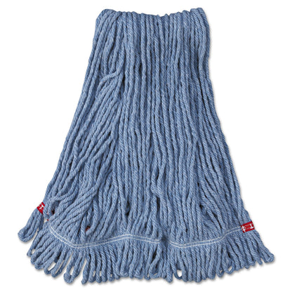 Rubbermaid Web Foot Wet Mop Head, Shrinkless, Cotton/Synthetic, Blue, Medium, 6/Carton