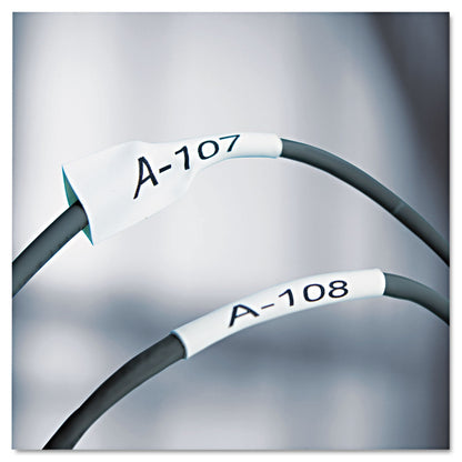 DYMO Rhino Heat Shrink Tubes Industrial Label Tape, 0.25" x 5 ft, White/Black Print