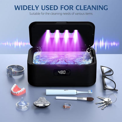 Ultrasonic Jewelry Cleaner 50Khz 24Oz 304 Stainless Steel Tank Digital Timer 5 Modes for Jewelry Eyeglasses Rings Watch Strap Dentures Gift Efficient Deep Cleaning