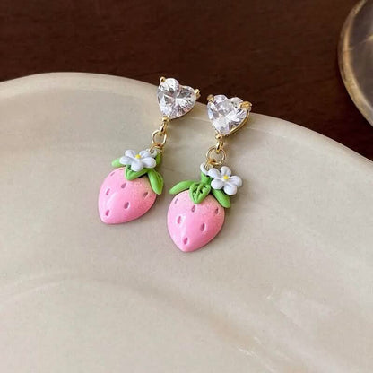 14K-Gold Cute Strawberry Hanging Earring