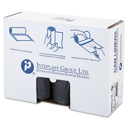 Inteplast Group High-Density Interleaved Commercial Can Liners, 60 gal, 17 microns, 38" x 60", Black, 200/Carton