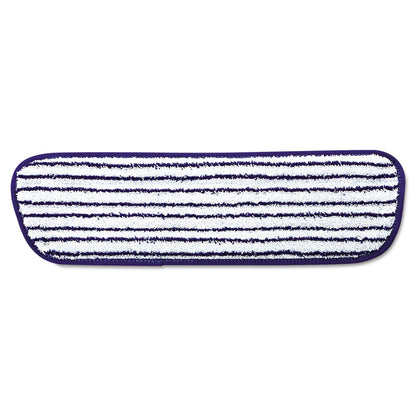 Rubbermaid Microfiber Finish Pad, 18 x 5.5, Blue/White, 6/Box