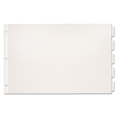 Cardinal Paper Insertable Dividers, 5-Tab, 11 x 17, White, Clear Tabs, 1 Set