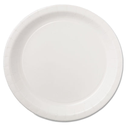 Hoffmaster Coated Paper Dinnerware, Plate, 9" dia, White, 50/Pack, 10 Packs/Carton
