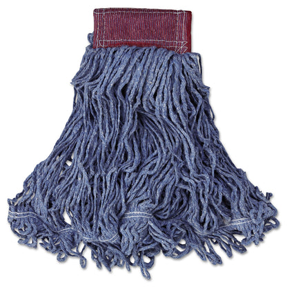 Rubbermaid Super Stitch Blend Mop Head, Large, Cotton/Synthetic, Blue, 6/Carton