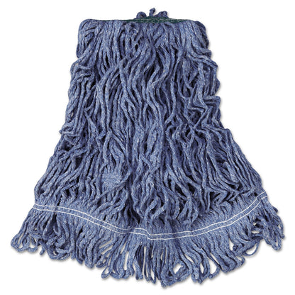 Rubbermaid Super Stitch Blend Mop Head, Medium, Cotton/Synthetic, Blue, 6/Carton
