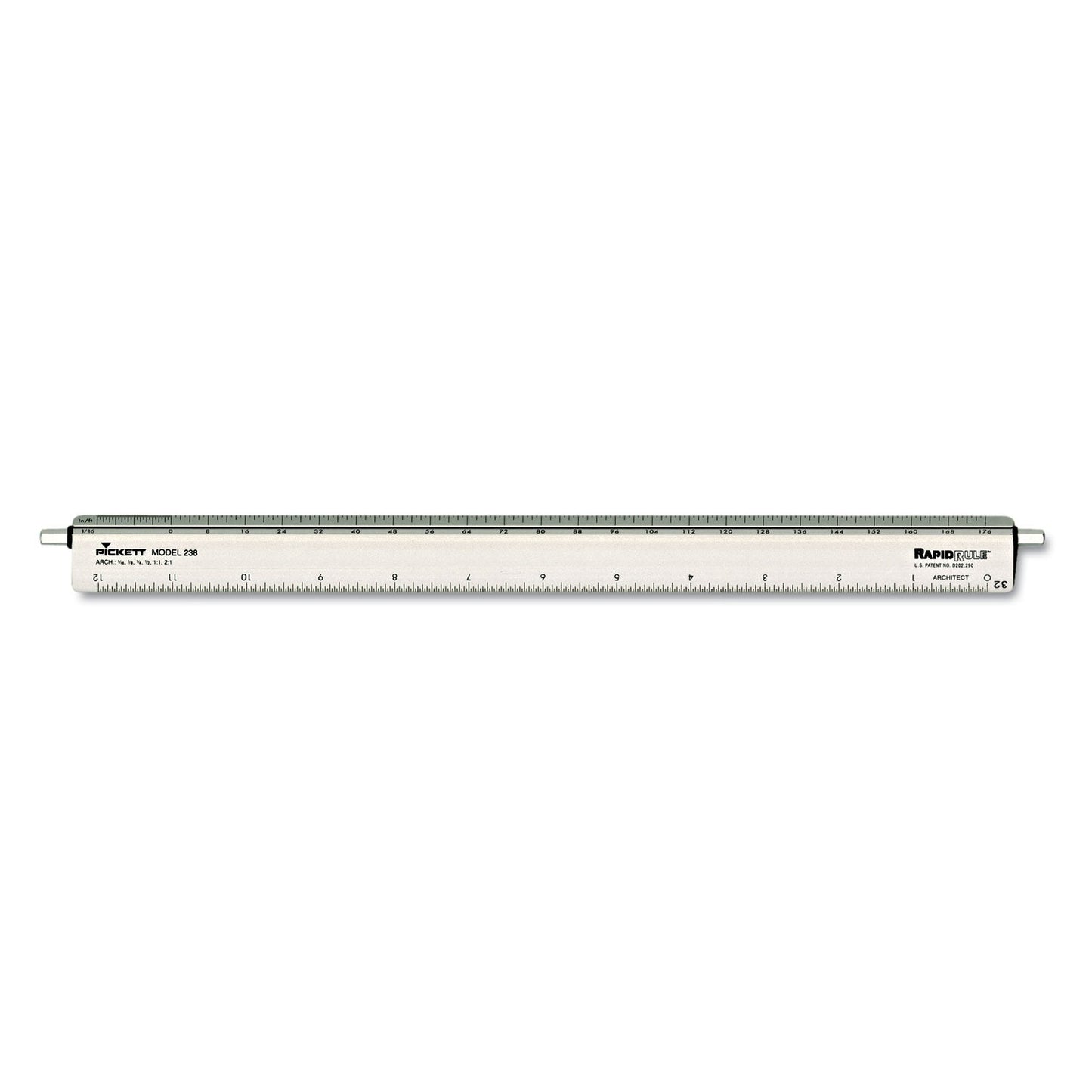 Chartpak Adjustable Triangular Scale Aluminum Architects Ruler, 12" Long, Silver