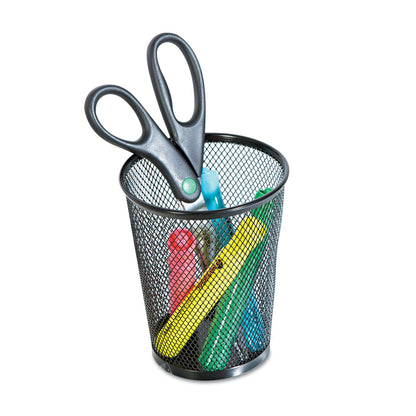 Universal Jumbo Steel Mesh Pencil Cup, 4.38" Diameter x 5.38"h, Black