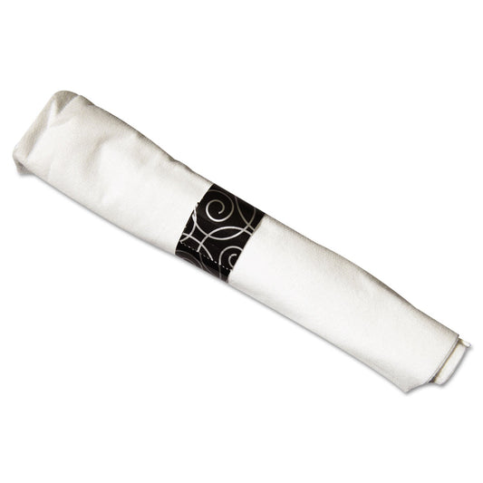 Hoffmaster CaterWrap Heavyweight Cutlery Combo, Fork/Spoon/Knife/Napkin, Black, 100/Carton