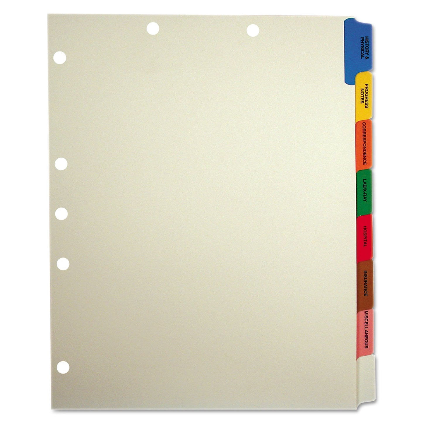 Tabbies Side Tab Medical Chart Divider Sets, 8-Tab, Assorted Medical, 11 x 9, Manila, 40 Sets