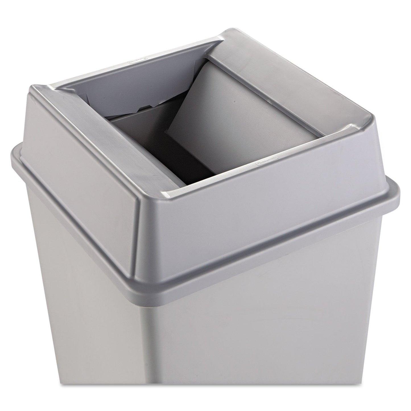 Rubbermaid Untouchable Square Swing Top Lid, Plastic, 20.13w x 20.13d x 6.25h, Gray