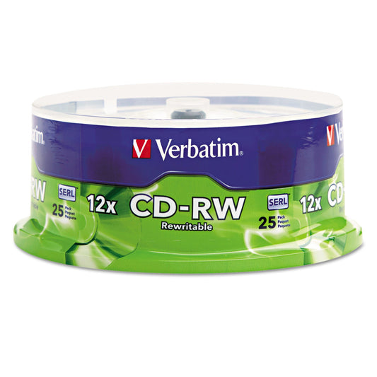 Verbatim CD-RW Rewritable Disc, 700 MB/80 min, 12x, Spindle, Silver, 25/Pack