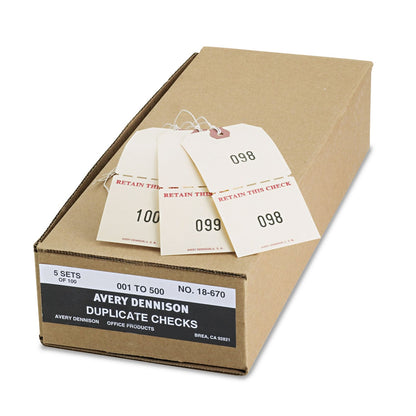 Avery Duplicate Auto Park Tags, 1-500, 4.75 x 2.38, Manila, 500/Box