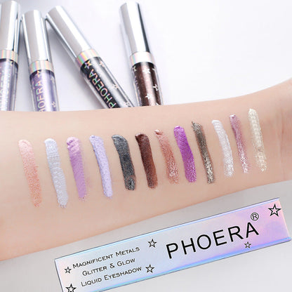 PHOERA Magnificent Metals Glitter and Glow Liquid Eyeshadow pick from 12 Colors