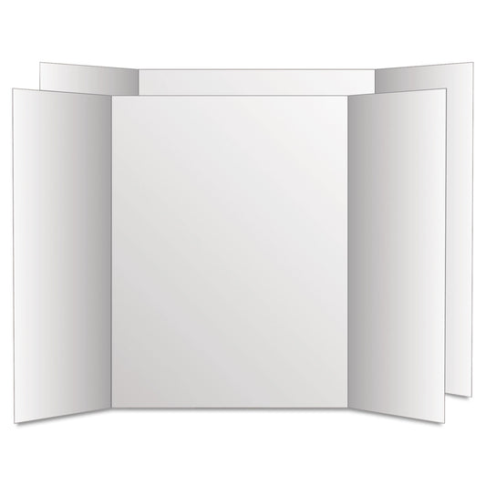 Eco Brites Two Cool Tri-Fold Poster Board, 28 x 40, White/White, 12/Carton